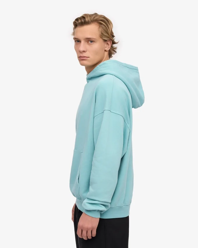 Sudadera con capucha orgánica de talla grande - Azul verde