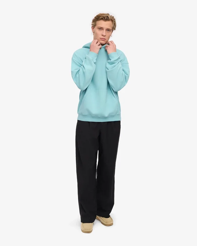 Sudadera con capucha orgánica de talla grande - Azul verde
