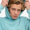 Sudadera con capucha orgánica de talla grande - Azul verde
