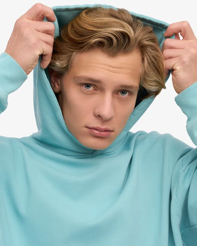 Sudadera con capucha orgánica de talla grande - Azul verde