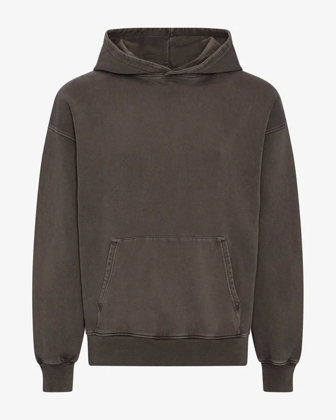 Sudadera con capucha orgánica de talla grande - Barro descolorido