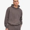 Sudadera con capucha orgánica de talla grande - Barro descolorido