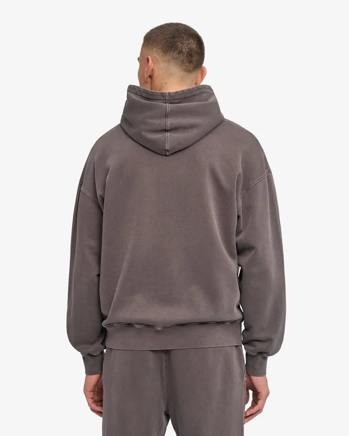 Sudadera con capucha orgánica de talla grande - Barro descolorido