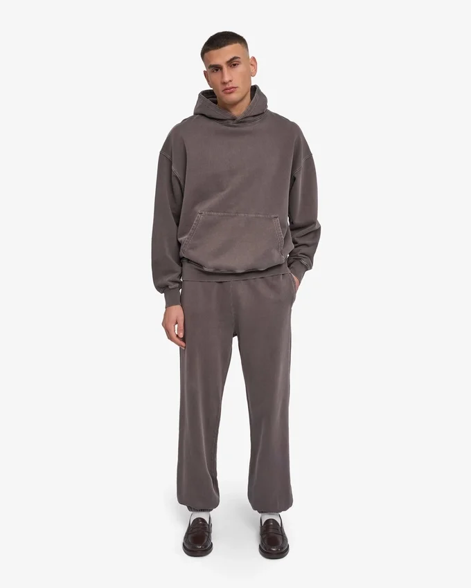 Sudadera con capucha orgánica de talla grande - Barro descolorido