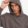 Sudadera con capucha orgánica de talla grande - Barro descolorido