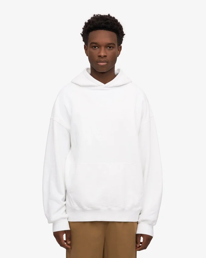 Sudadera con capucha orgánica de talla grande - Blanco óptico