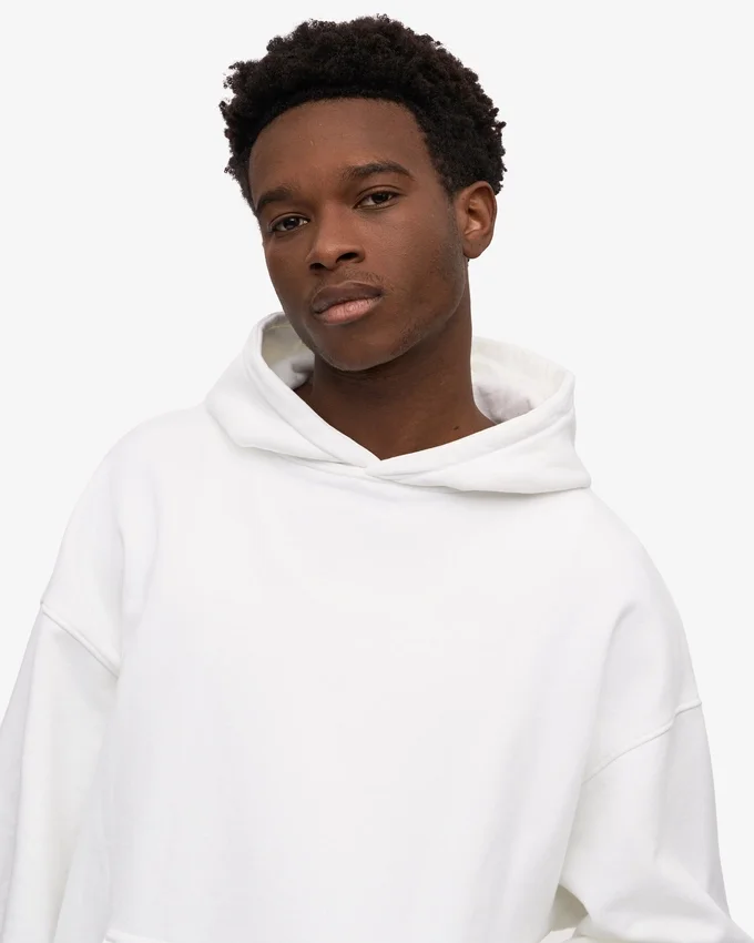 Sudadera con capucha orgánica de talla grande - Blanco óptico