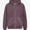 Sudadera con capucha orgánica de talla grande con cremallera - Uva descolorida