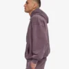 Sudadera con capucha orgánica de talla grande con cremallera - Uva descolorida