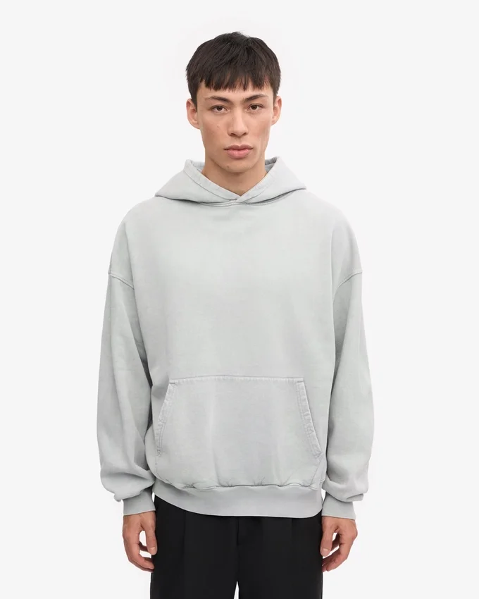 Sudadera con capucha orgánica de talla grande - Gris deslavado