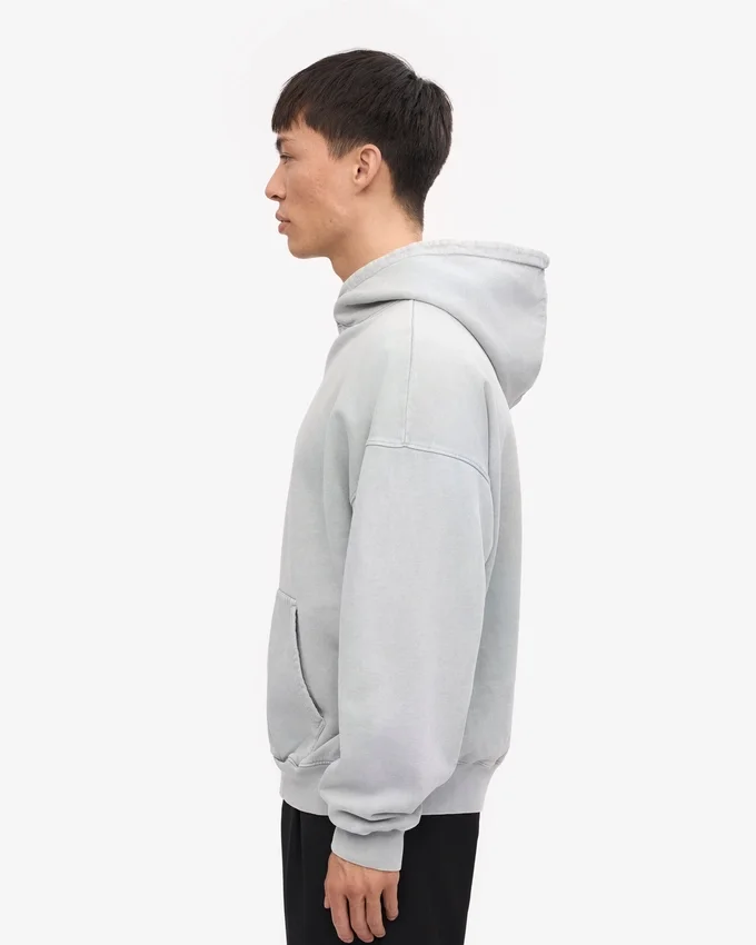 Sudadera con capucha orgánica de talla grande - Gris deslavado