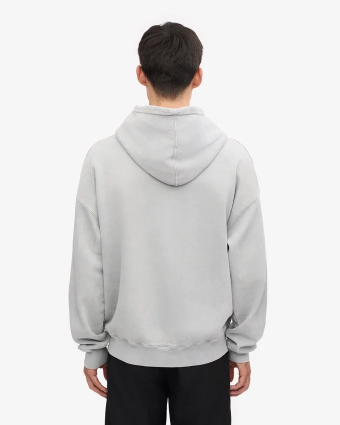 Sudadera con capucha orgánica de talla grande - Gris deslavado
