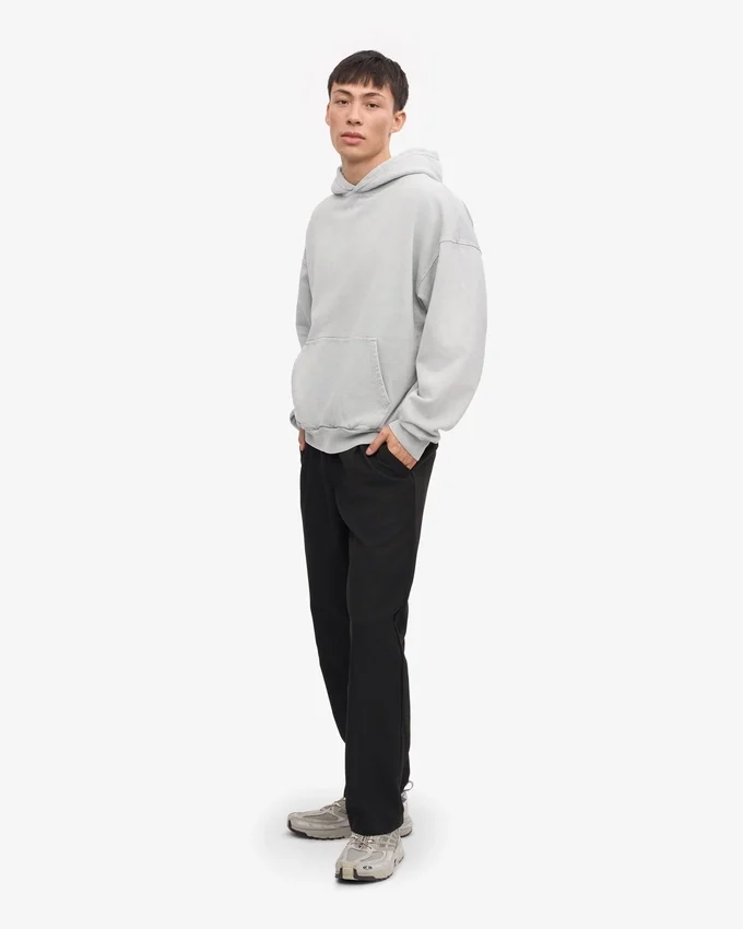 Sudadera con capucha orgánica de talla grande - Gris deslavado