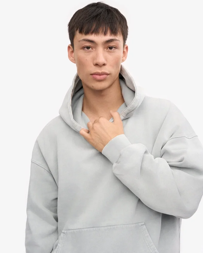Sudadera con capucha orgánica de talla grande - Gris deslavado