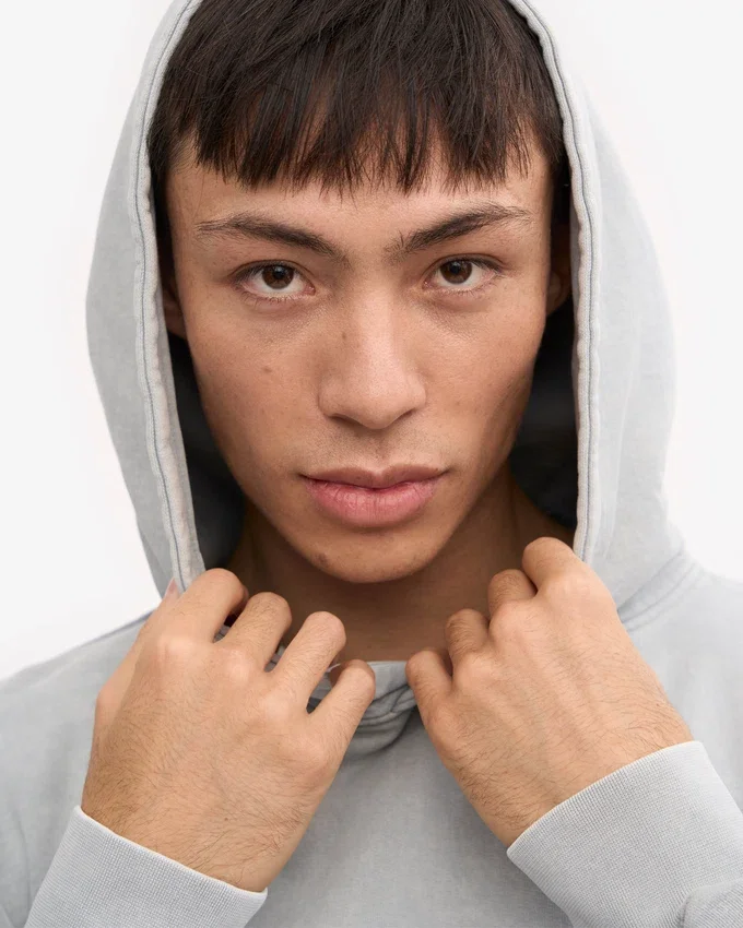 Sudadera con capucha orgánica de talla grande - Gris deslavado