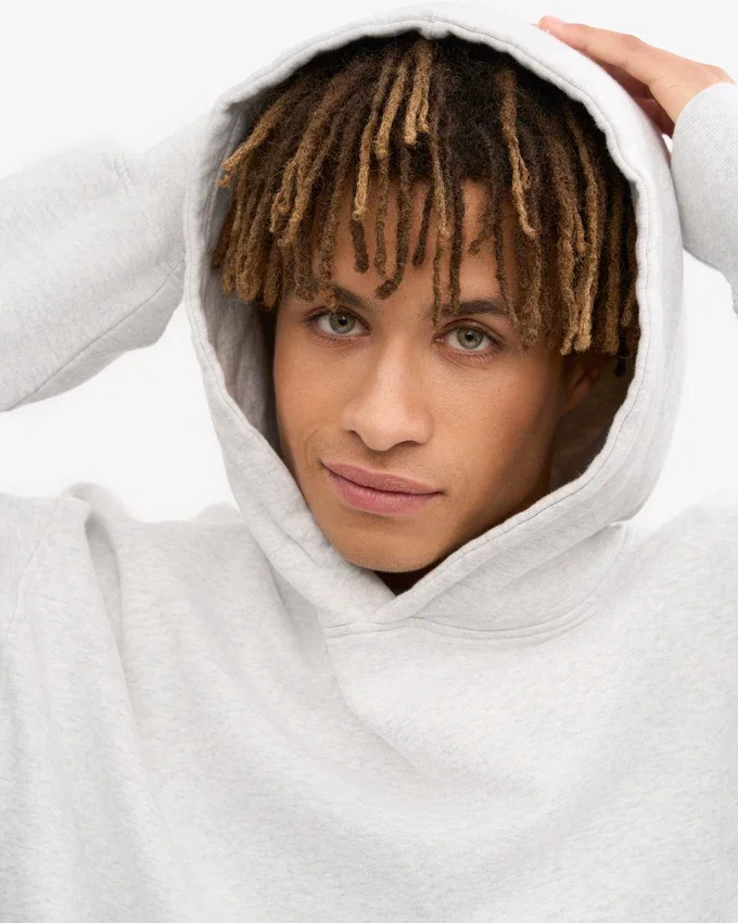 Sudadera con capucha orgánica de talla grande - Mezcla de nieve