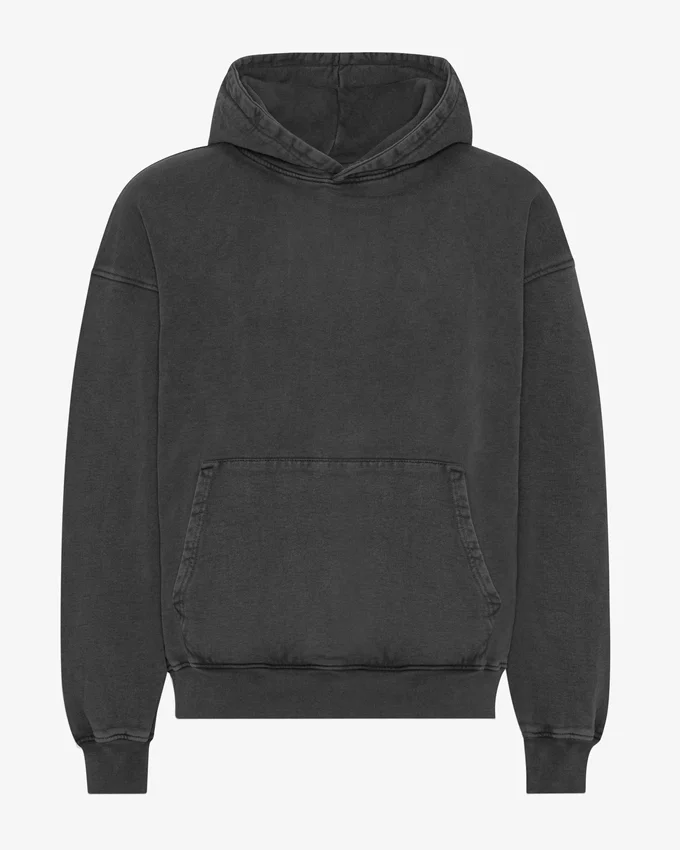 Sudadera con capucha orgánica de talla grande - Negro descolorido