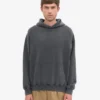 Sudadera con capucha orgánica de talla grande - Negro descolorido
