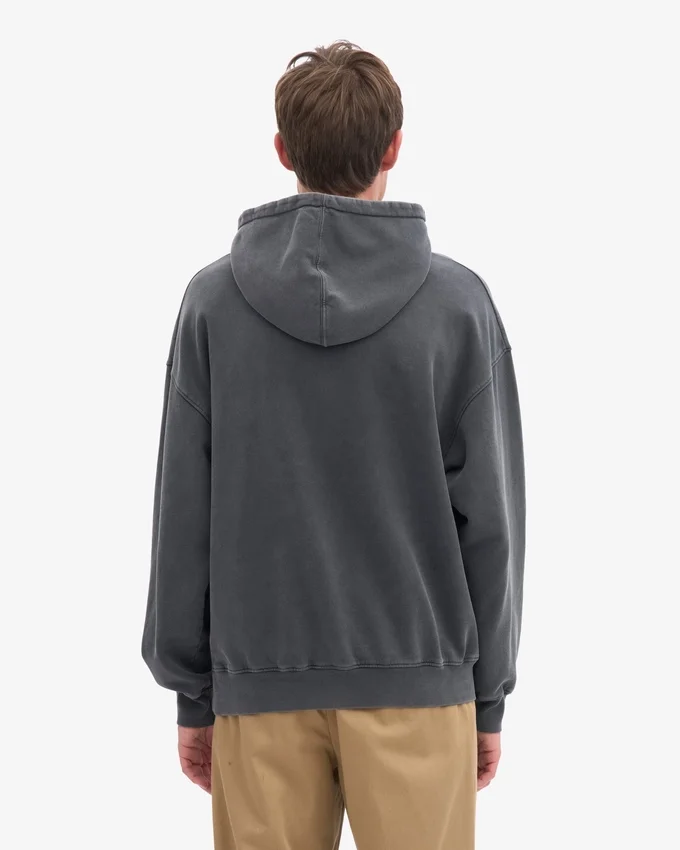 Sudadera con capucha orgánica de talla grande - Negro descolorido