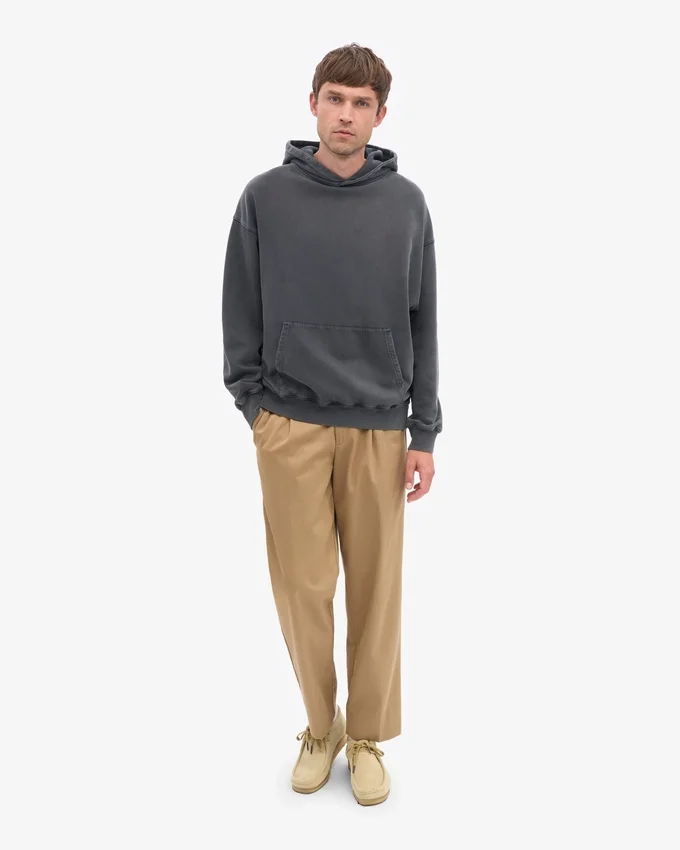 Sudadera con capucha orgánica de talla grande - Negro descolorido