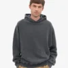 Sudadera con capucha orgánica de talla grande - Negro descolorido