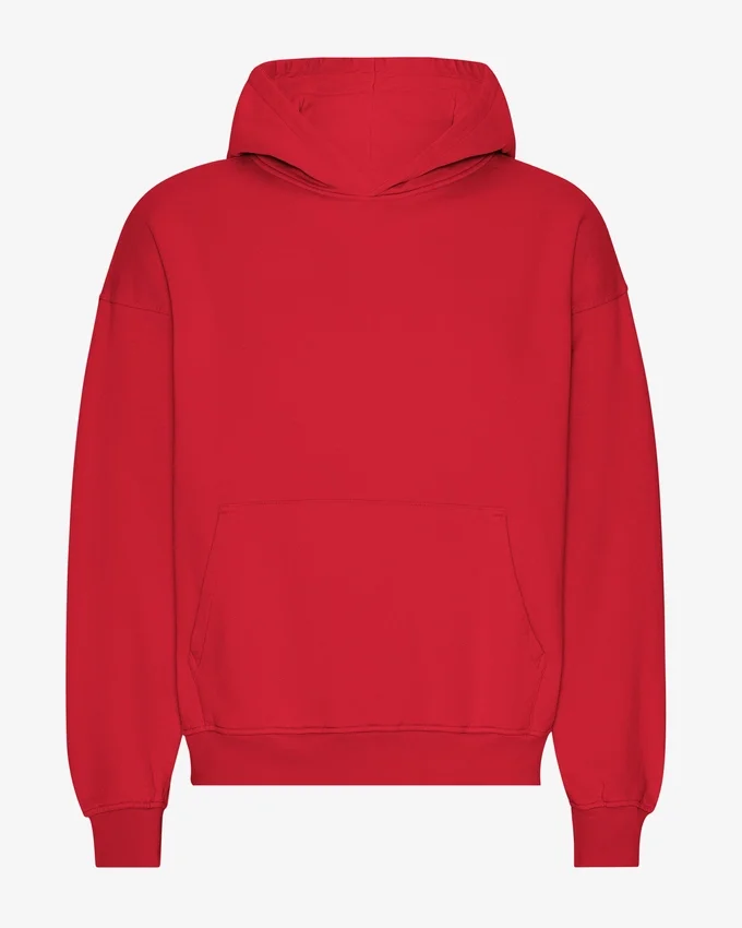 Sudadera con capucha orgánica de talla grande - Rojo escarlata