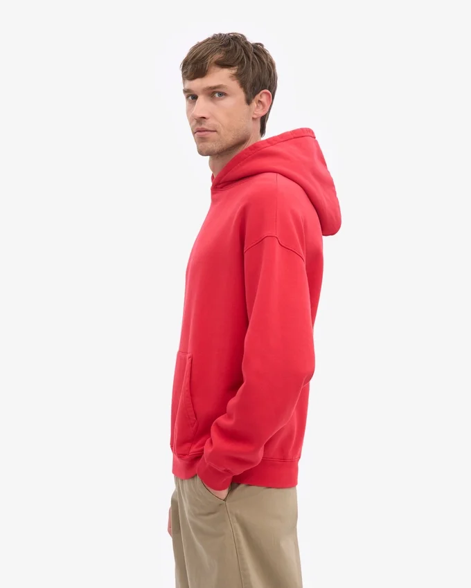 Sudadera con capucha orgánica de talla grande - Rojo escarlata