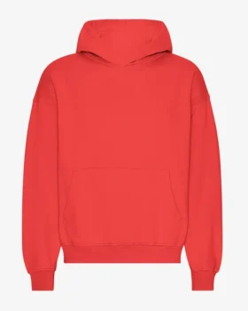 Sudadera con capucha orgánica de talla grande - Rojo mandarina