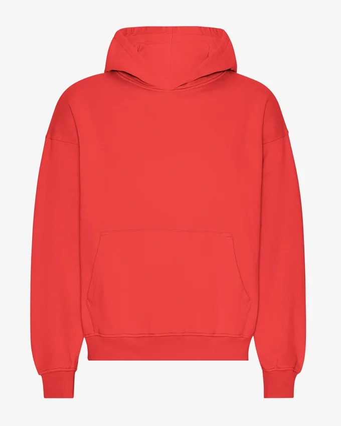 Sudadera con capucha orgánica de talla grande - Rojo mandarina