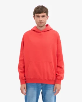 Sudadera con capucha orgánica de talla grande – Rojo mandarina