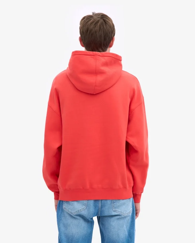 Sudadera con capucha orgánica de talla grande - Rojo mandarina