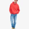 Sudadera con capucha orgánica de talla grande - Rojo mandarina
