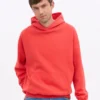 Sudadera con capucha orgánica de talla grande - Rojo mandarina