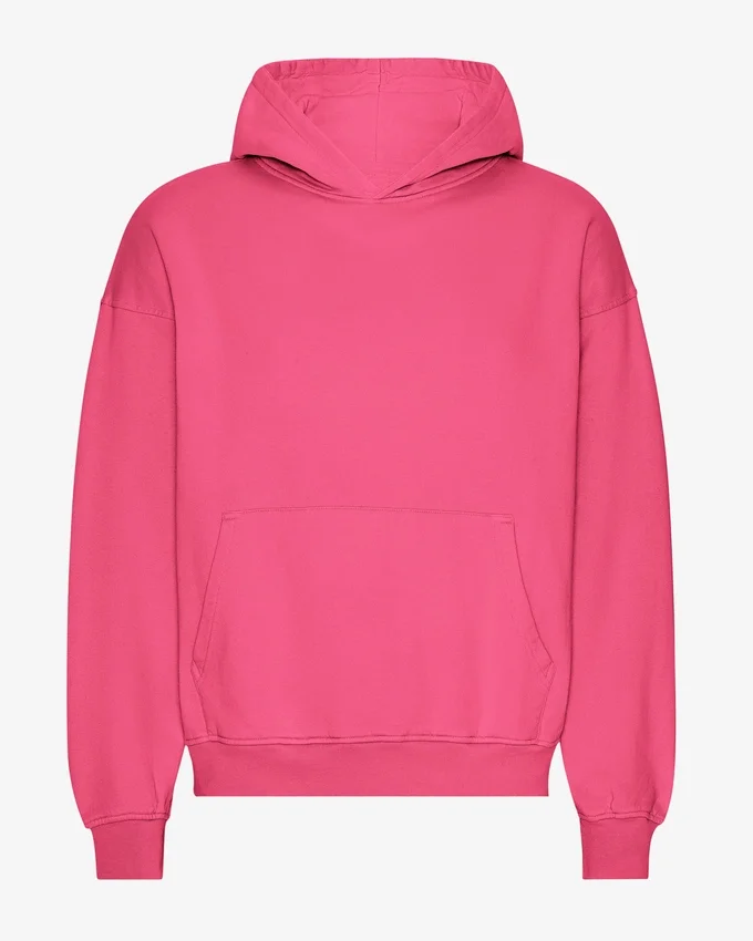 Sudadera con capucha orgánica de talla grande - Rosa chicle