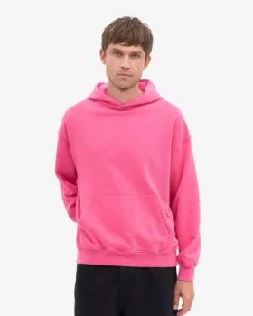 Sudadera con capucha orgánica de talla grande – Rosa chicle