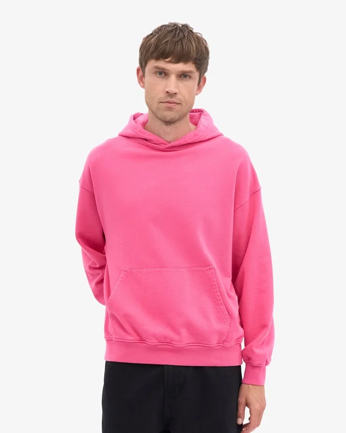 Sudadera con capucha orgánica de talla grande - Rosa chicle