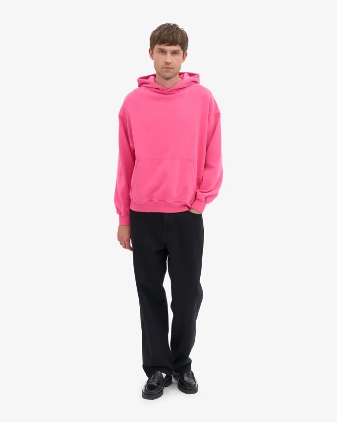 Sudadera con capucha orgánica de talla grande - Rosa chicle
