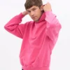 Sudadera con capucha orgánica de talla grande - Rosa chicle