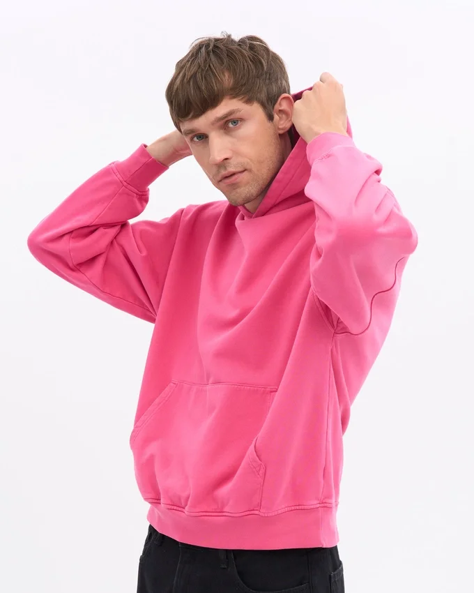 Sudadera con capucha orgánica de talla grande - Rosa chicle