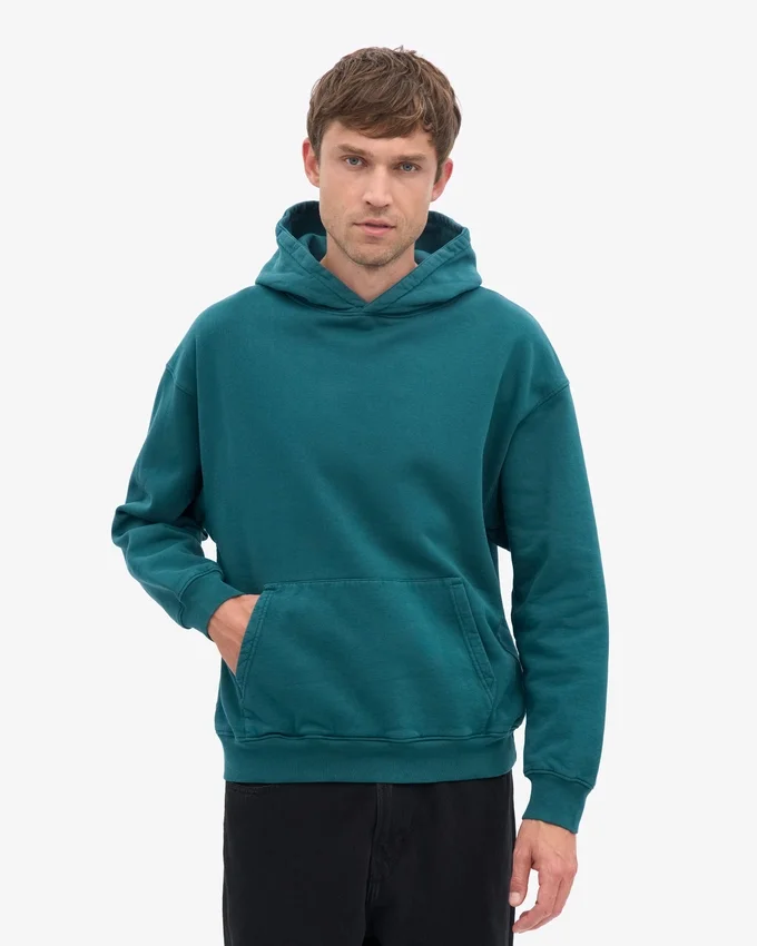 Sudadera con capucha orgánica de talla grande - Verde océano