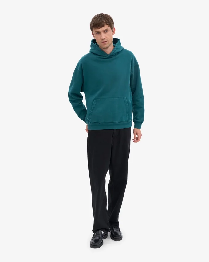 Sudadera con capucha orgánica de talla grande - Verde océano