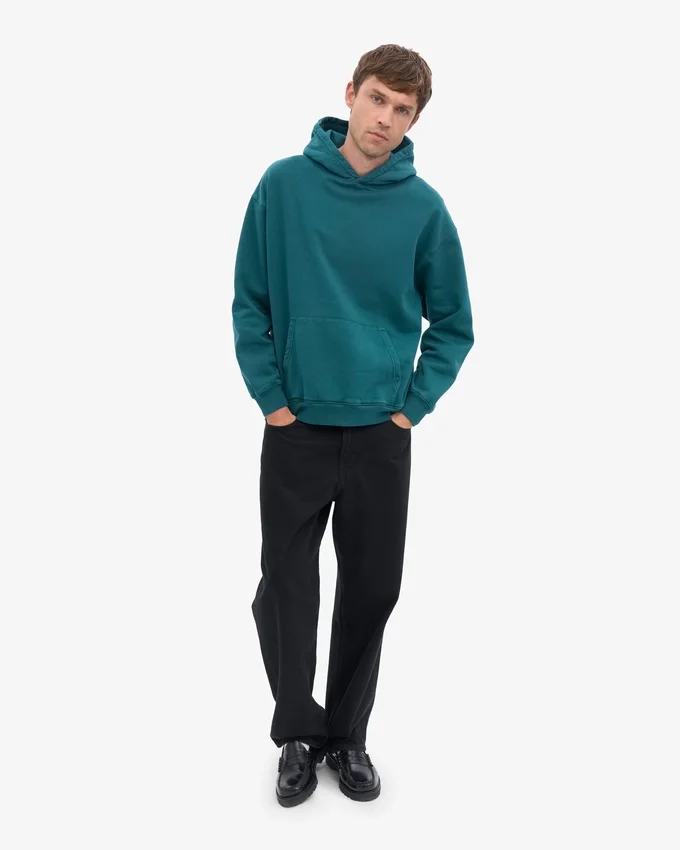 Sudadera con capucha orgánica de talla grande - Verde océano