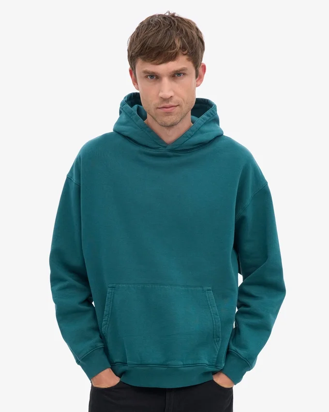 Sudadera con capucha orgánica de talla grande - Verde océano