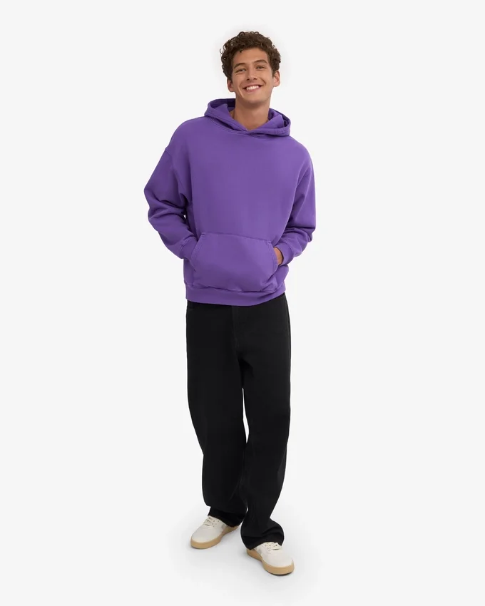 Sudadera con capucha orgánica de talla grande - Violeta ultra