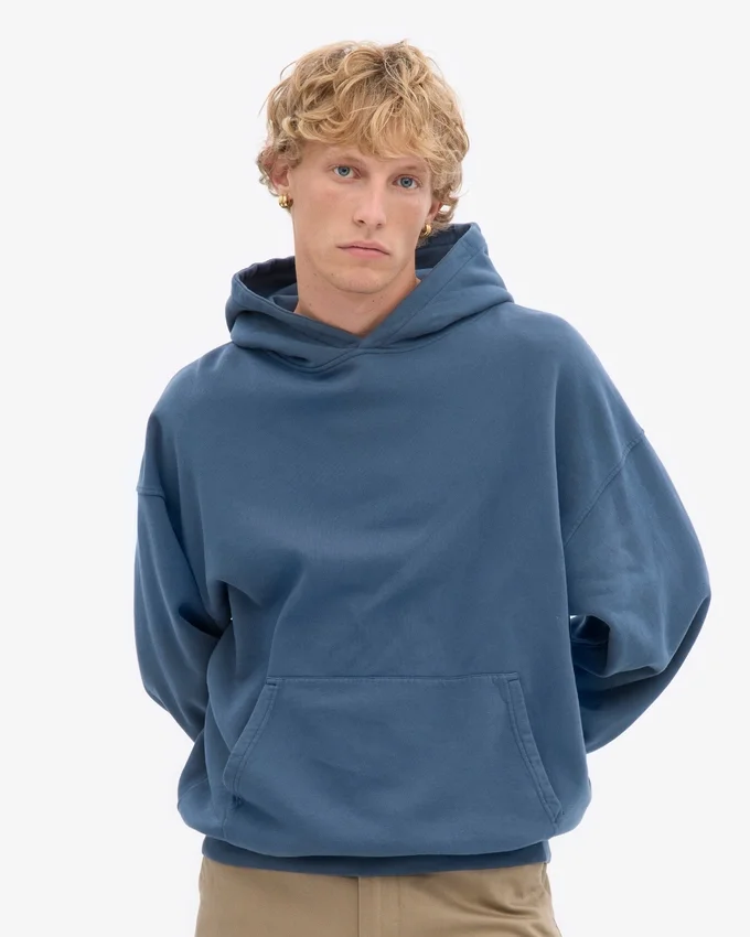Sudadera con capucha orgánica de talle grande - Azul petróleo
