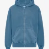 Sudadera con capucha orgánica de talle grande con cremallera - Índigo descolorido