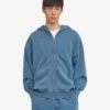 Sudadera con capucha orgánica de talle grande con cremallera - Índigo descolorido