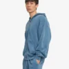 Sudadera con capucha orgánica de talle grande con cremallera - Índigo descolorido