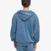 Sudadera con capucha orgánica de talle grande con cremallera - Índigo descolorido