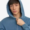 Sudadera con capucha orgánica de talle grande con cremallera - Índigo descolorido
